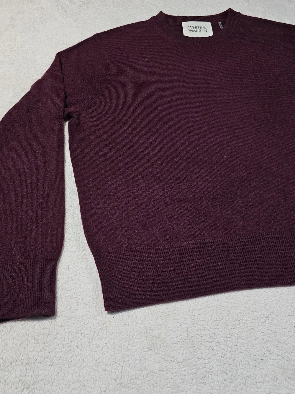 White + Warren Women's Crewneck Sweater - Wine 100% Cashmere.